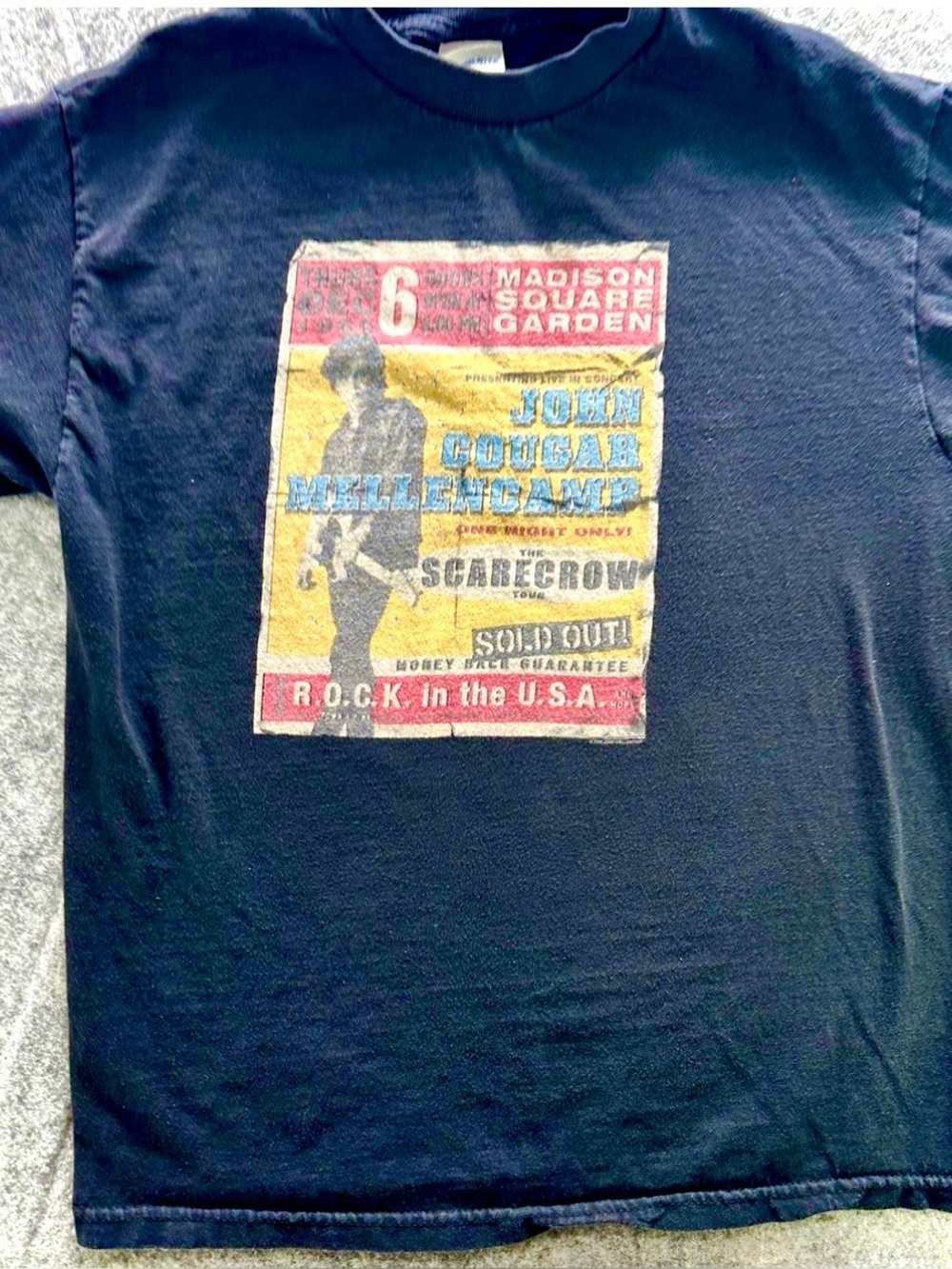 Vintage John Cougar Mellencamp T-Shirt Medium Black Scarecrow Tour Rock 80’s